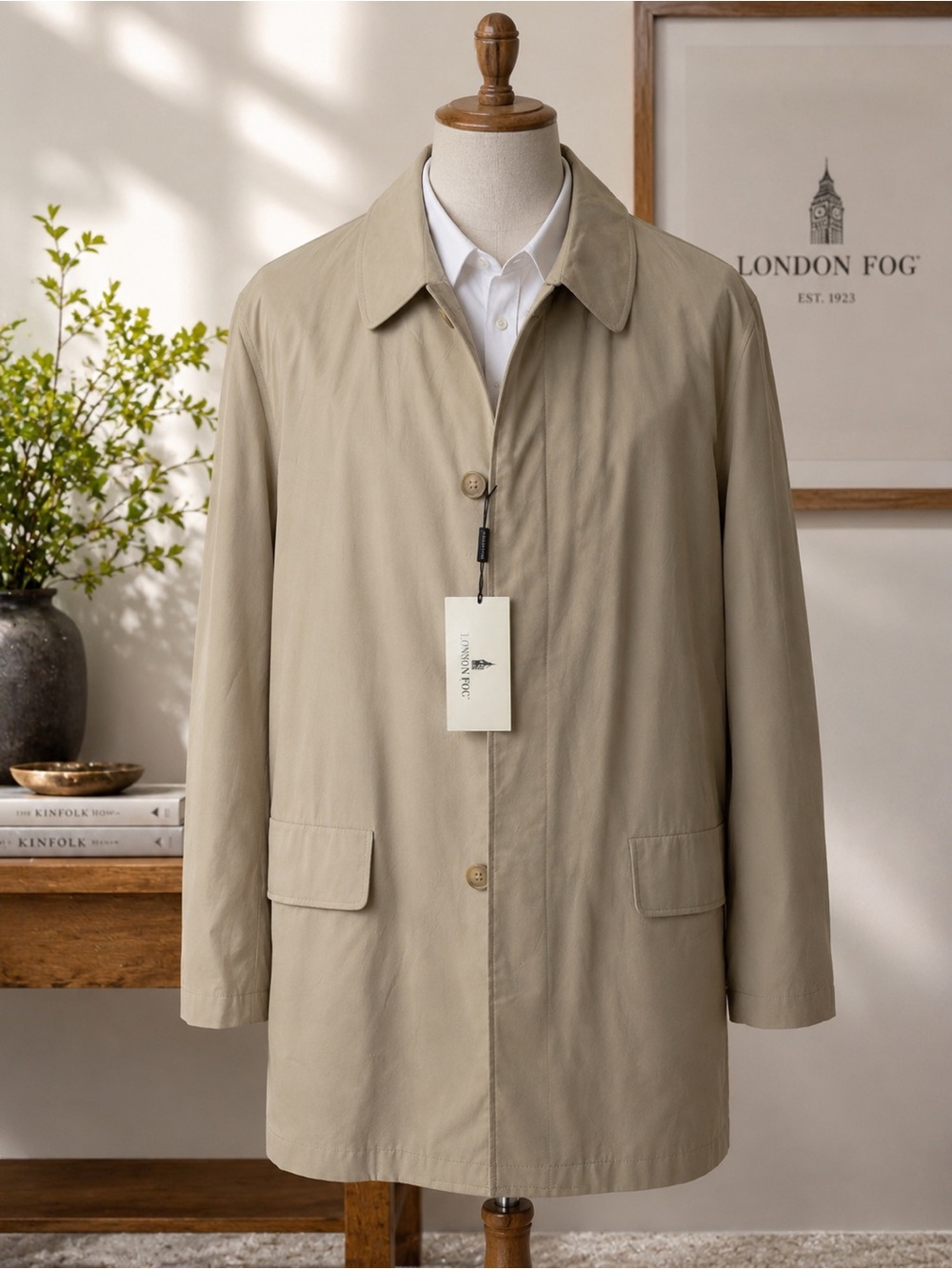 London Fog Men’s Trench Coat Beige NWT – Size L